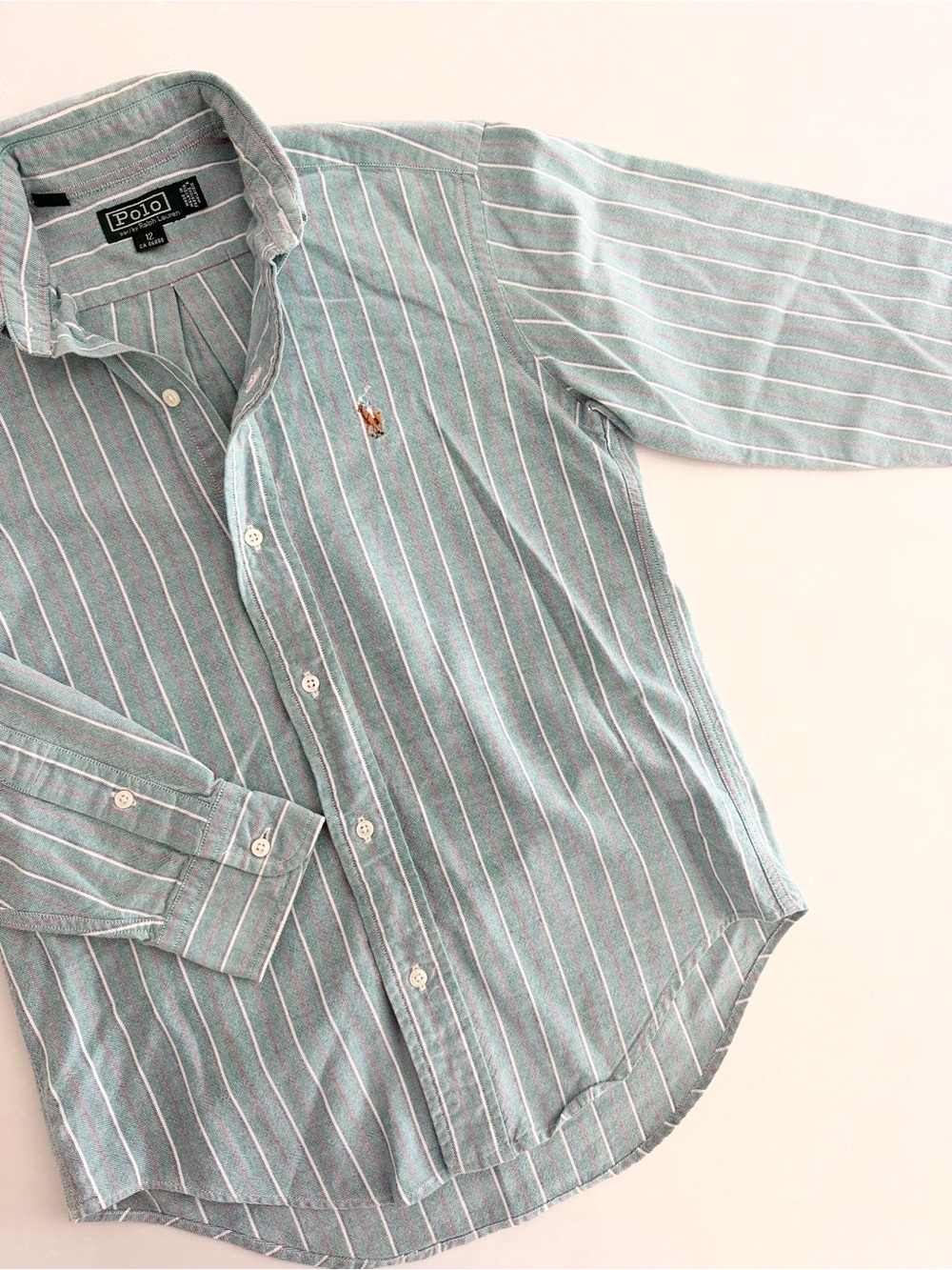 Boys Polo Ralph Lauren Long Sleeve Striped Oxford Shirt • Size 12